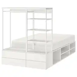 IKEA Platsa bedframe met 4 lades, wit/fonnes, 140x244x163 cm aanbieding