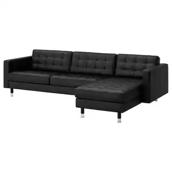 IKEA Landskrona 4-zitsbank, met chaise longue/grann/bomstad zwart/metaal aanbieding