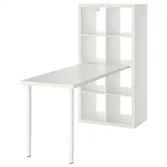 IKEA Kallax / lagkapten tafelcombinatie, wit, 77x159x147 cm aanbieding