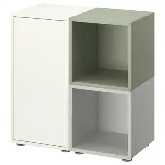 IKEA Eket kastencombinatie met doppen, wit/grijs/lichtgroen, 70x35x72 cm aanbieding