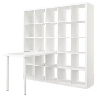 IKEA Kallax / linnmon tafelcombinatie, wit, 182x139x182 cm aanbieding