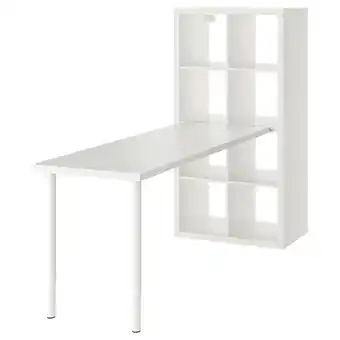 IKEA Kallax / lagkapten tafelcombinatie, wit, 77x179x147 cm aanbieding