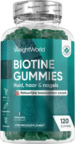 Amazon Biotine haar gummies 5000 mcg - voor haar, huid & nagels - met vitamine b8, vitamine b12 en vitamine c voor glanzend en sterk aanbieding