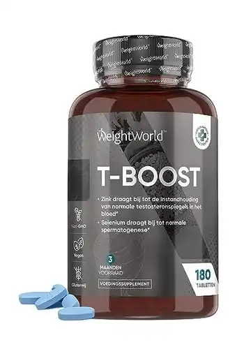 Amazon Testosteron booster voor mannen - helpt bij het opbouwen van lichaamseiwit - met 12 vitaminen en mineralen - 180 vegan tablet aanbieding