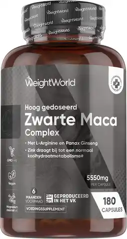Amazon Zwarte maca capsules 5550 mg - 180 capsules voor 6 maanden voorraad - maca poeder complex met l-arginine en panax ginseng uit aanbieding