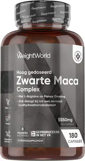 Amazon Zwarte maca capsules 5550 mg - 180 capsules voor 6 maanden voorraad - maca poeder complex met l-arginine en panax ginseng uit aanbieding
