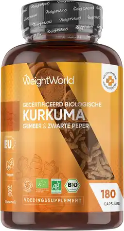 Amazon Bio kurkuma capsules met zwarte peper en gember - 1440 mg - 180 vegan capsules voor 3 maanden - biologisch vegan curcumine su aanbieding