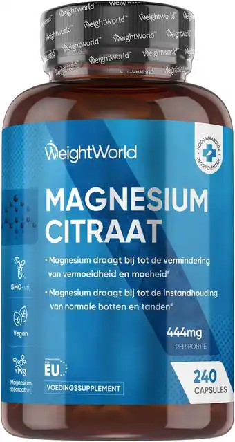 Amazon Magnesium citraat - ondersteunt de werking van de spieren - 1480 mg magnesium citraat waarvan 440 mg elementair magnesium - 2 aanbieding