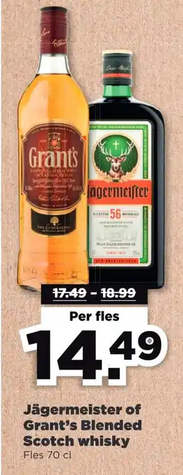 PLUS Jägermeister of Grant's Blended Scotch whisky Fles 70 cl aanbieding