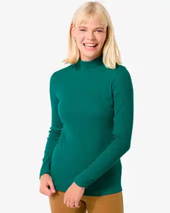 HEMA Hema dames t-shirt clara rib groen (groen) aanbieding