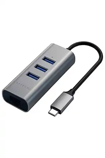 Amazon Satechi type-c 2-in-1 usb 3.0 aluminium 3 poort hub met ethernet - voor m2/ m1 macbook pro/air, m2/ m1 ipad pro/air, m2 mac m aanbieding