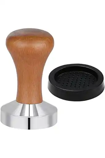 Amazon Vicloon koffietamper, koffie-tamper 51 mm met houten handvat en siliconen mat 60 mm, koffiestempel roestvrij staal, espresso aanbieding