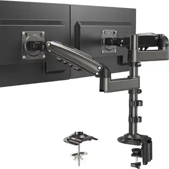 Amazon Huanuo dubbele monitorsteunen pasvorm 13-32 lcd/led scherm, twin 360 ° rotatie hoogteverstelbare gasveer arm stand, 2 bevesti aanbieding