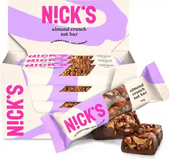 Amazon Nicks almond crunch, vegan amandel-notenreep met keto-chocolade, zonder toegevoegde suikers, glutenvrij (12x40g) aanbieding