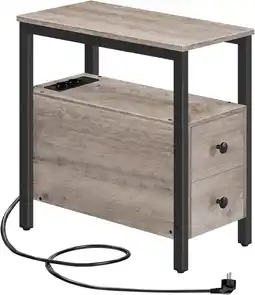 Amazon Hoobro bijzettafel met laadstation, bank-tafel met 2 laden en usb-poort en stopcontact, nachtkastje voor kleine ruimtes, stab aanbieding