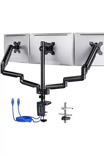 Amazon Ergear 3 monitor monitorstandaard voor 13-27'', 3 gasmonitorarmen met usb-poorten, in hoogte verstelbare, kantel-, draai- en aanbieding