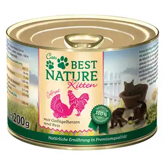 Zooplus 12x 200g best nature kitten gevogeltehart & rijst kattenvoer nat aanbieding