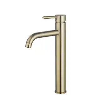 Sanitairwinkel.nl Fortifura calvi wastafelkraan - 33.9cm - verhoogd - opbouw - geborsteld messing pvd outletstore aanbieding