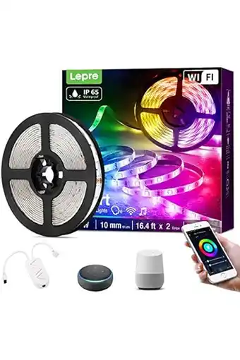 Amazon Lepro smart ledstrip, 5 m, outdoor, rgb dimbaar, 150 leds, smart ledstrip, wifi, wifi-ledband, ip65 waterdicht, superheldere  aanbieding