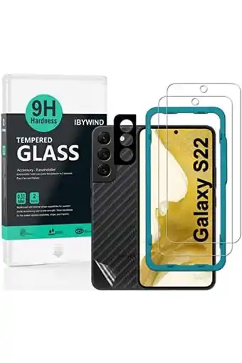 Amazon Ibywind [2 stuks] screen protector compatibel met samsung galaxy s22 5g,met cameralens beschermfolie,back carbon fiber besche aanbieding