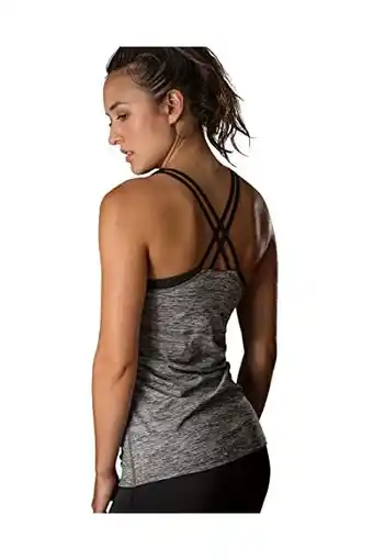 Amazon Icyzone dames 2 in 1 sport yoga top met beha gym shirts fitness training tank top aanbieding