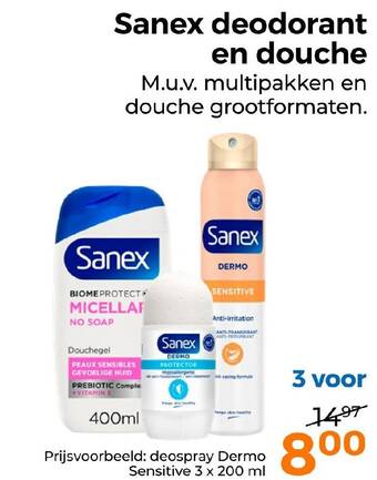 Trekpleister Sanex deodorant en douche aanbieding