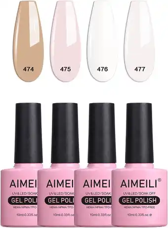 Amazon Aimeili uv gel nagellak set gellak uv kleur gelnagel gel set soak off gel polish van 4 x 10 ml - gift kit 25 aanbieding