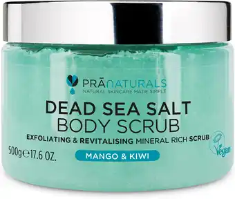 Amazon Pranaturals revitaliserende dode zee lichaamsscrub 500 g, voedende huidscrub met zout, rijk aan natuurlijke mineralen voor al aanbieding