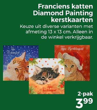 Trekpleister Franciens katten Diamond Painting kerstkaarten aanbieding