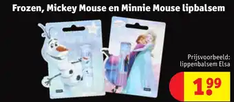 Kruidvat Frozen, Mickey Mouse en Minnie Mouse lipbalsem aanbieding