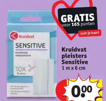 Kruidvat Kruidvat pleisters Sensitive 1 m x 6 cm aanbieding