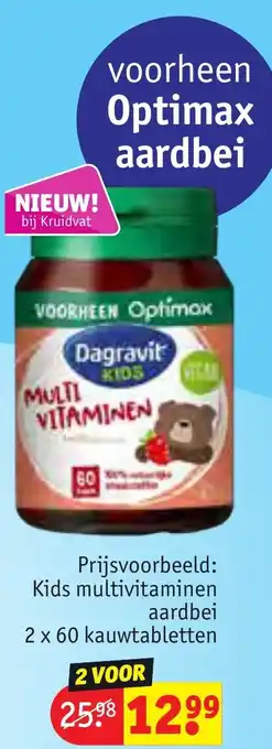 Kruidvat Kids multivitaminen aardbei 2 x 60 gummies aanbieding