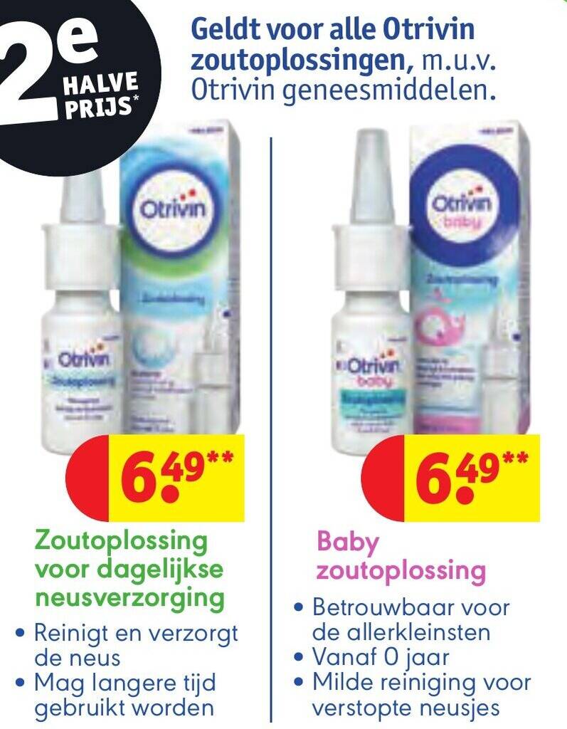 Geldt voor alle Otrivin zoutoplossingen, aanbieding bij Kruidvat