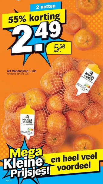 Albert Heijn Ah mandarijnen 1 kilo actieprijs per kilo 1.25 aanbieding
