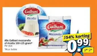 Albert Heijn Alle galbani mozzarella of ricotta 100-125 gram* per stuk *m.u.v. bufala aanbieding