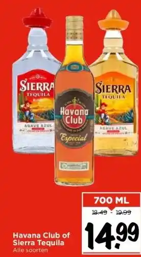 Vomar Voordeelmarkt Havana club of sierra tequila alle soorten aanbieding