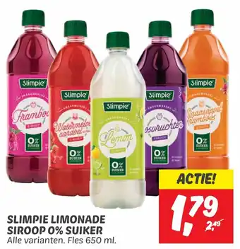 Dekamarkt SLIMPIE LIMONADE SIROOP 0% SUIKER Fles 650 ml. aanbieding