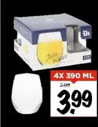 Vomar Voordeelmarkt Glazen 4x 390 ml aanbieding