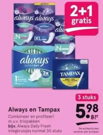 Etos Always en Tampax aanbieding