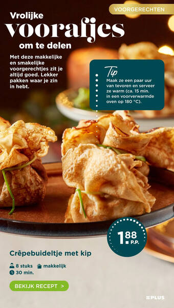 PLUS Crêpebuideltje met kip aanbieding