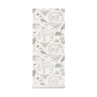 Babypark Ferm living katie scott animals behang off white aanbieding