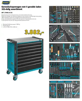 Toolspecial Hazet Gereedschapswagen met 5 gevulde laden 321-delig assortiment | 179NXL-8/321 aanbieding