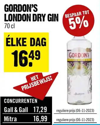 Dirck 3 GORDON'S LONDON DRY GIN 70 cl aanbieding