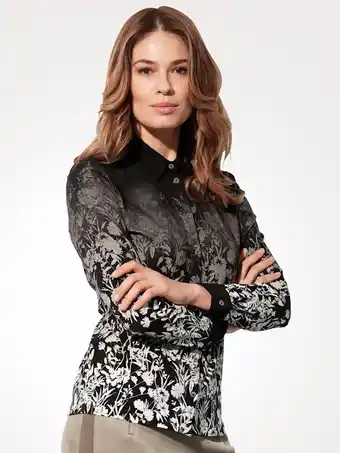 Klingel Jersey blouse met bloemenprint mona antraciet/ecru aanbieding