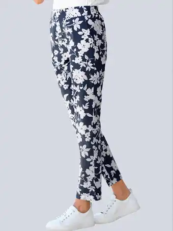 Klingel Broek met bloemenprint alba moda marine/offwhite aanbieding