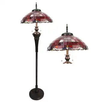 fonQ Clayre & eef tiffany vloerlamp 166 cm rood glas kunststof staande aanbieding