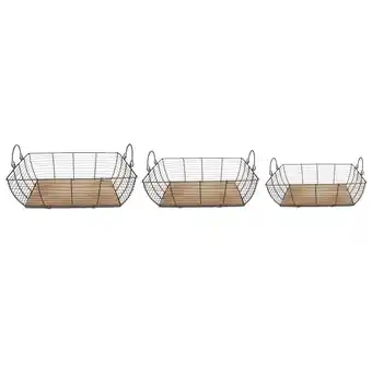 fonQ Clayre & eef opbergmand set van 3 35x25x11 cm grijs bruin ijzer hout aanbieding