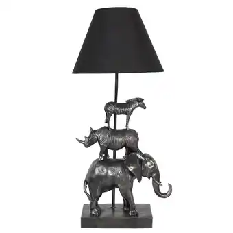 fonQ Clayre & eef tafellamp olifant 32x27x65 cm zwart kunststof bureaulamp aanbieding