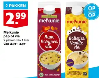 Hoogvliet Melkunie pap of vla aanbieding