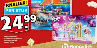 Hoogvliet My Little Pony kasteel of Playmobil redding op zee aanbieding